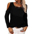 thumbnail image 2 of Chemises d'Été pour Femmes Col en V Croisé Épaules Dénudées Blouse, 2 of 6