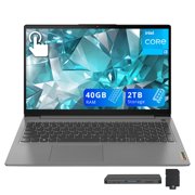 Lenovo Ideapad 3 15.6" FHD IPS Anti-Glare Touch Laptop, Intel Core i3-1115G4, 40GB DDR4, 2TB Storage (1TB SSD+1TB Docking Station Set), 720p HD Camera with Privacy Shutter, WiFi 6, Win 11, Grey