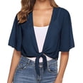 thumbnail image 1 of 2025 Femmes Noué devant Chiffon Tenue de Vacances pour Femmes Manches Courtes Court Cardigan Transparent Plus Boléro, 1 of 4