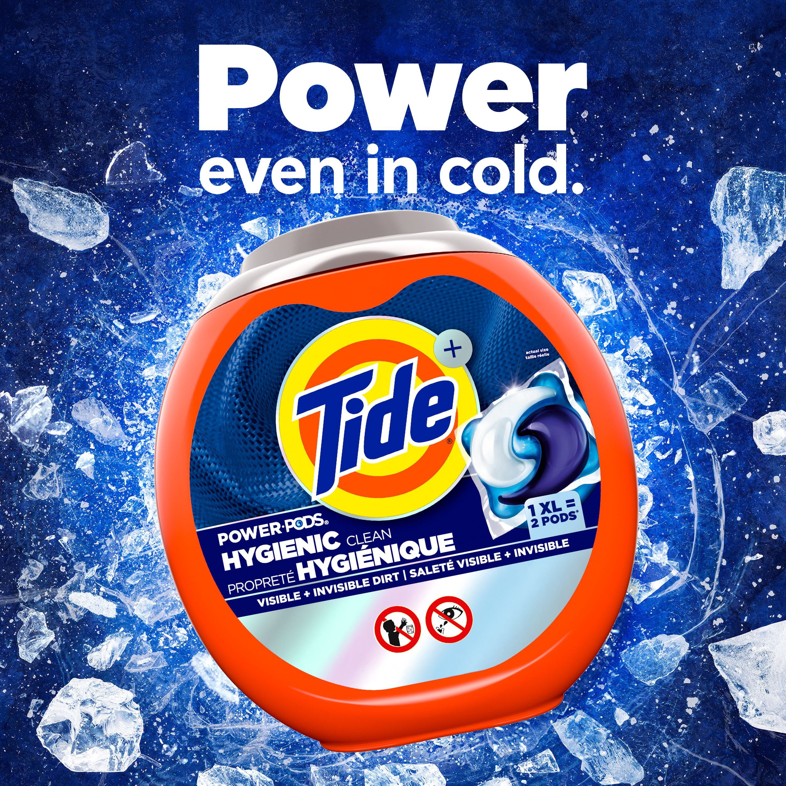 Tide Propreté Hygiénique Power PODS Capsules de Détergent à Lessive, Parfum Original, Élimine la Saleté Visible et Invisible, Capsules de Savon à Lessive Détergent, 45 Unités