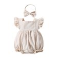 thumbnail image 1 of TBWNWG Romper Dress,Girls Fly Sleeve Solid Backless Romper Bodysuits Headbands Set for 6-12 Months, 1 of 5