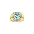 thumbnail image 1 of RYLOS Mens Rings 14K Yellow Gold Designer Round Gemstone &  Sparkling Diamond Ring Blue Topaz December Birthstone Rings For Men, Men's Rings, Gold Rings Sizes 8 - 13, 1 of 7