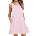 thumbnail image 2 of Penkiiy Robes d'Été pour Femmes Sans Manches Ligne A Robe de Plage Ample Décontractée Robe Débardeur Robe T-Shirt avec Poches G Rose, 2 of 4