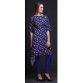 thumbnail image 3 of Bimba Hauts Imprimés à Feuilles Bleues et à Fleurs pour Femmes Kurti Asymétrique Robe d'Été pour Filles Grande, 3 of 6