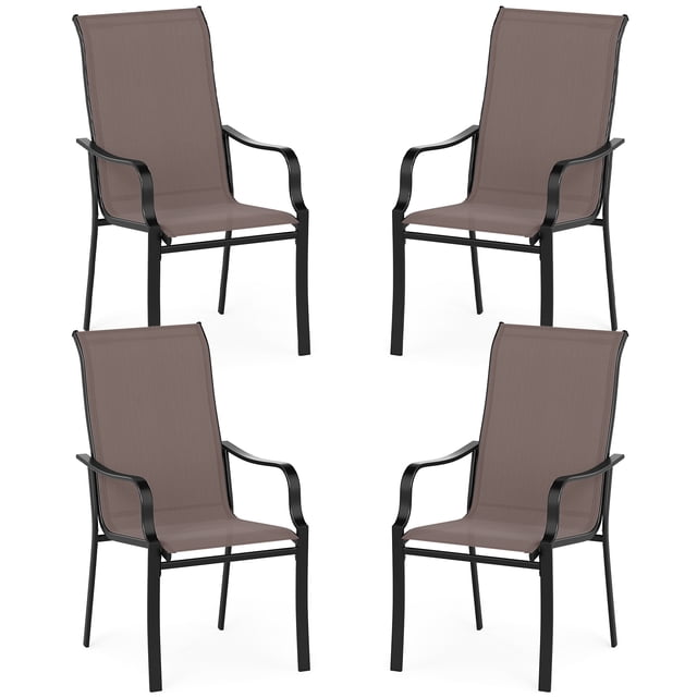 Costway Patio Dining Chair Set of 4 High Backrest Dining Furniture with Wide Seat