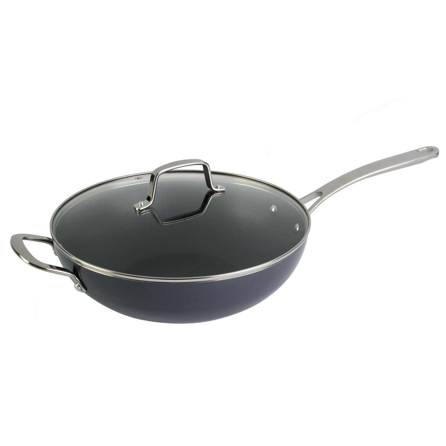 Martha Stewart - Poêle essentielle antiadhésive en aluminium de 12 po avec couvercle, gris