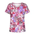 thumbnail image 4 of Hauts d'Été Grande Taille Femmes Décontracté Femmes Été Blouse Imprimée T-Shirts Décontractés Col en V Manches Courtes T-Shirts Hauts Col en V T-Shirt Femmes en Liquidation, 4 of 5