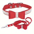 thumbnail image 1 of CNKOO 2pcs Sparkling Rhinestone Dog Collar & Leash Set for Small & Medium Dogs  Cute Bow Tie Collar with Escape-Proof Rope, 1 of 1