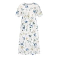 thumbnail image 4 of Pisexur Robe T-Shirt d'Été pour Femme, Décontractée, Florale, Col Rond, Manches Courtes, Robe Évasée, Taille Empire, Robe Maxi avec Poches, 4 of 7