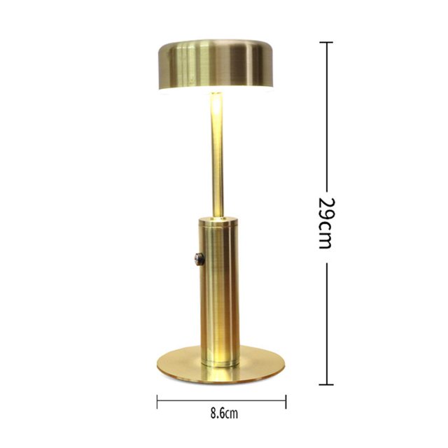 Dimmable Table Lamp Bar Decor Battery Dimmable Touch Desk Restaurant Desk Lamp Switch Night Bedside Cylindrical Gold