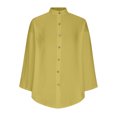thumbnail image 4 of Timegard Chemises pour Femmes en Coton et Lin à Boutons, Col à Revers, Blouse à Manches 3/4, Hauts d'Automne avec Poches, 4 of 5