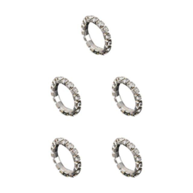 Thinsony Classy Inlaid Ring Sturdy Alloy With Dazzling Accents And Exquisite silver 1 row 5Set