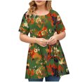 thumbnail image 2 of Offre à Durée Limitée Iumwxz Tunique Décontractée Grande Taille Chemises à Grand Ourlet pour Femmes Imprimé Floral T-Shirts Manches Courtes Col Rond Blouse pour Femmes Offres de Vacances Plage, 2 of 4