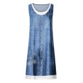 thumbnail image 3 of Pisexur Robe en Denim Aguichant pour Femme Sans Manches à Col en V, Robe Midi à Fleurs, Décontractée, Fente Latérale, Robe-Chemise en Jean, 3 of 4