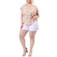 thumbnail image 2 of GRACE & GRANDEUR Hauts pour Femmes Grande Taille Rétro à Fleurs Col en V à Étages Manches Courtes Blouses 4X Rose, 2 of 8
