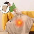 thumbnail image 1 of USB Heated Throw Blanket with Zipper – Wearable Portable Heated Shawl, 3-Second Fast Heating, Adjustable Temperature, Soft Washable Fabric for Home, Office & Travel, 1 of 5