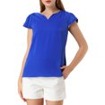 thumbnail image 1 of INSPIRE CHIC Women's Solid V Neck Cap Short Sleeves Work Blouse, 1 of 6