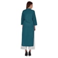 thumbnail image 4 of Bimba Kurta Droite Unie Ethnique Indienne pour Femmes à Col Mandarin avec Encolure Plissée en Coton, 4 of 7