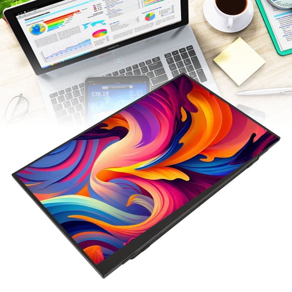 15.6 Inch Portable Display Screen, Multiple Display Modes HD 1080P Built in 2 Speakers USB Type C Slim Color LED Laptop Second Screen for Work