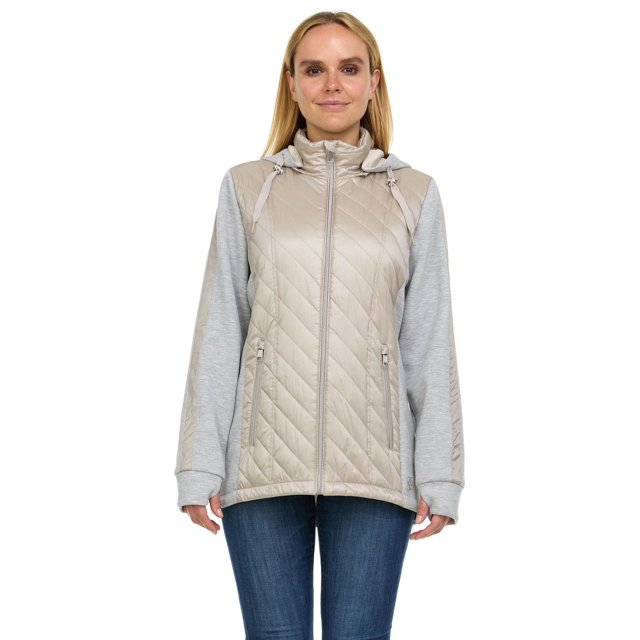 Swiss Tech Ladies Quilted Mixed Media Jacket