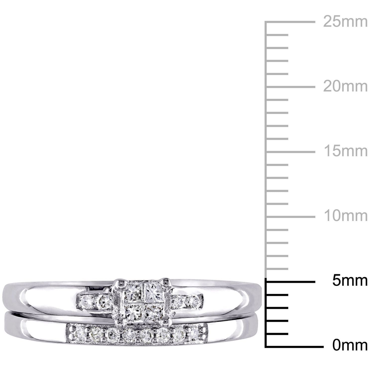 Ensemble de mariage Miabella avec diamants de coupe princesse 1/6 CT poids total en argent sterling