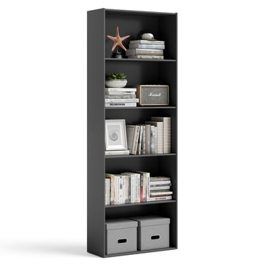 Costway Bibliothèque à 5 Niveaux avec 2 Dispositifs Anti-Basculement. Bibliothèque Autoportante pour Chambre Noire