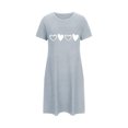 thumbnail image 5 of Pyjama pour Femmes, Chemises de Nuit Imprimées à Manches Courtes, Vêtements de Nuit, Robe de Pyjama Décontractée à Imprimé, Robe de Sommeil Douce et Confortable, Nuisette Classique, Robes, Gris Foncé m, 5 of 5