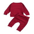 thumbnail image 3 of Newborn Baby Autumn Ribbed Knit Long Sleeve Tops+Drawstring Pants Clothes Set, 3 of 7