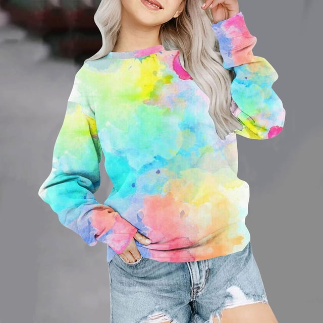 Mefallenssiah Filles Col Rond Surdimensionné Sweat-Shirt Enfants Mode Pull à Manches Longues tops 1-12 Ans
