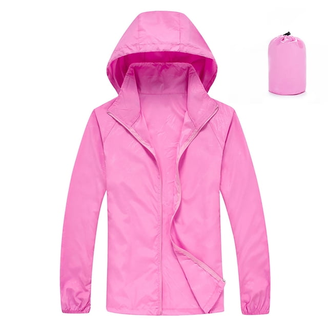 AherBiu Imperméable Coupe-Vent Léger pour Femme, Manteau de Pluie à Capuche pour Randonnée en Plein Air avec Sac de Rangement