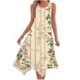 thumbnail image 2 of Ovzne Robes pour Femmes Robe de Plage Robes pour Femmes Sans Manches Col Rond Cordon Décontracté Volant Robe Trapèze Mini Robe pour Femmes Imprimée Liquidation, 2 of 7