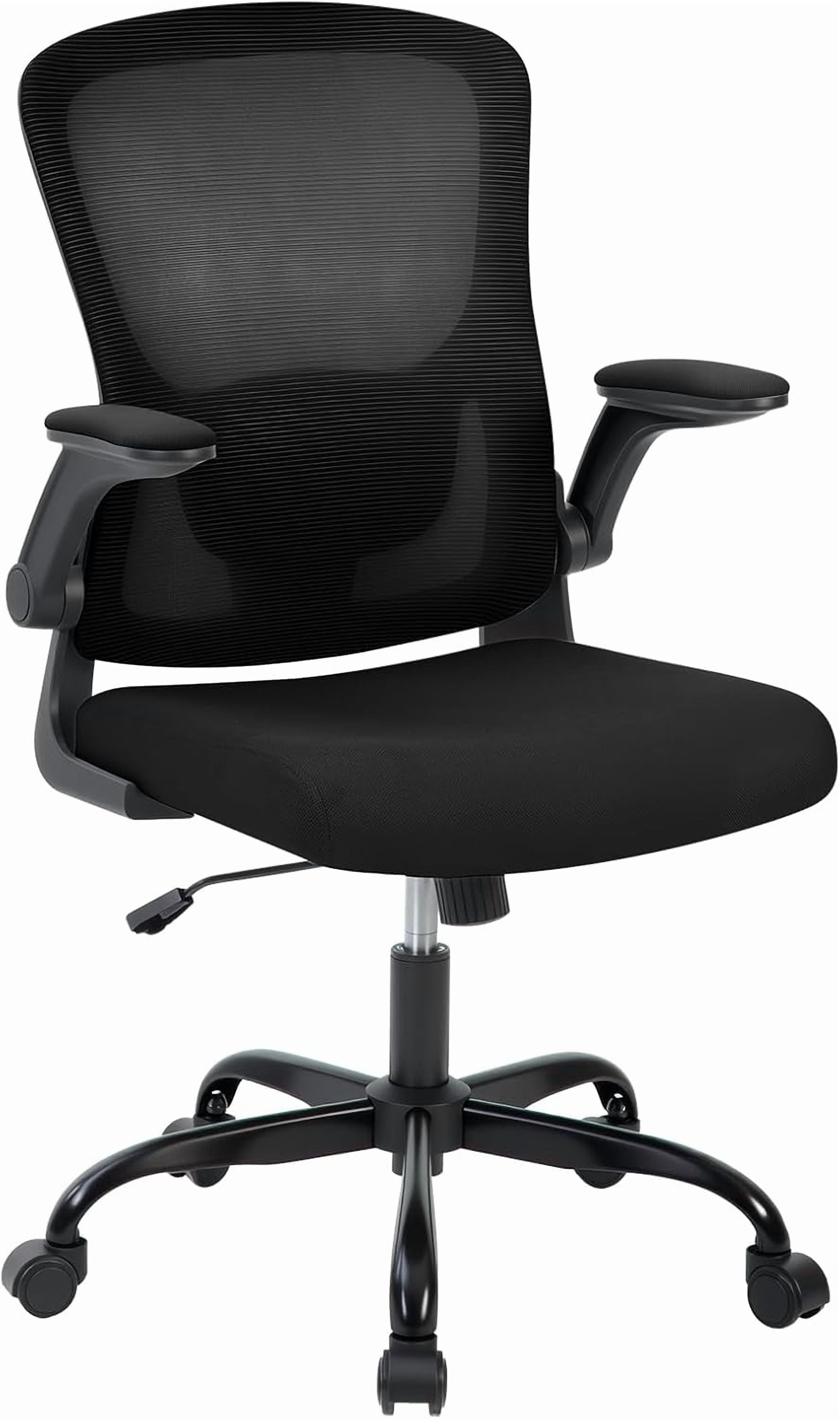 Ergonomic High Back Mesh Office Chair with Lumbar Support Adjustable Rolling Desk Chair Flip-up Arms 350 lbs Black
