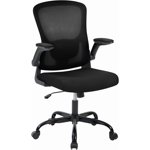 Chaise de bureau ergonomique à dos en mesh avec support lombaire Fauteuil roulant réglable Armes à glissière 350 lbs Noir