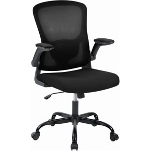 Ergonomic High Back Mesh Office Chair with Lumbar Support Adjustable Rolling Desk Chair Flip-up Arms 350 lbs Black
