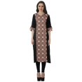 thumbnail image 1 of Moomaya Tunique Droite à Col en V pour Femmes, Manches Roulées, Kurta en Coton Imprimé, 1 of 6