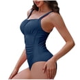thumbnail image 3 of Push Up One Piece Swimsuits Womens Adjustable Straps Tummy Control Bathing Suits Scoop Neck Ruched Slimming Swimwear, 3 of 5