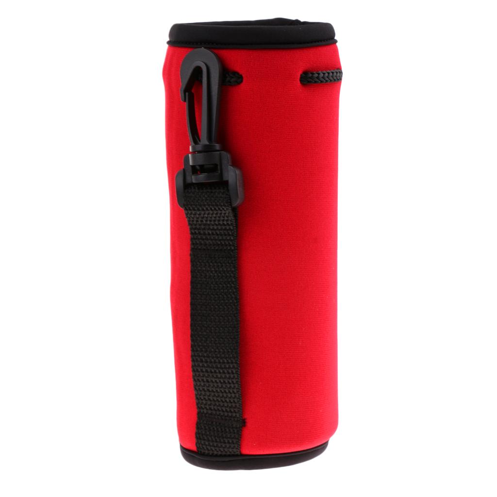Almencla Water Bottle Sleeve Carrier Cover Neoprene Drawstring Insulator Sleeve Red