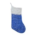 thumbnail image 2 of Fridja 14.7 Inch Large Sequins Christmas Stocking with White Super Soft Plush Cuff Large Christmas Stocking for Family Holiday Decorations and Xmas Tree Fireplace (Blue), 2 of 5