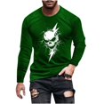 thumbnail image 3 of YOIAVAIOY T-Shirts Graphiques à Manches Longues pour Hommes, T-Shirts d'Halloween à Imprimé Fantôme Citrouille, Manches Longues, Col Rond, Hauts d'Automne, Blouse Décontractée de Festival, Vert, TTTTG, 3 of 6