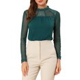thumbnail image 1 of INSPIRE CHIC Blouses Décontractées pour Femmes à Col Rond en Dentelle Florale à Manches Longues en Chiffon, 1 of 5