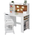 thumbnail image 1 of Functional Kids Vanity Desk Set – Study Table with Bookshelf, Bulletin Board & Cabinets for Ages 3-8 – Ideal for Homework & Learning – White Color, 1 of 8