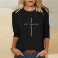 thumbnail image 1 of BVOFAR T-Shirts Chrétiens à Imprimé Lettre pour Femmes Col Rond Manches 3/4 Décontracté Cadeaux de Vacances T-Shirts Béni, 1 of 5