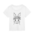 thumbnail image 1 of MIASHUI T-Shirt à Manches Courtes pour Tout-Petits, Imprimé Lapin de Pâques, Blanc, 9-10 Ans, 1 of 3