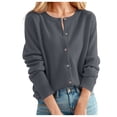 thumbnail image 1 of Cardigan pour Femmes Chandail Classique Chandail pour Femmes Col Ras du Cou à Boutons Cardigan à Manches Courtes Tricoté Ouvert à l'Avant, 1 of 4