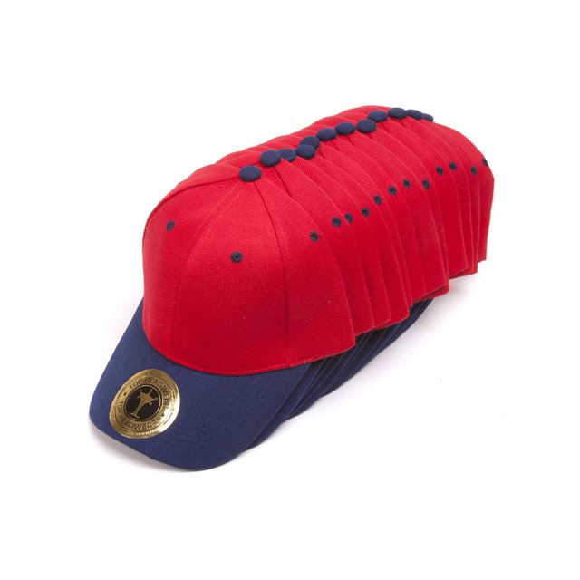 Top Headwear Ensemble de 12 Casquettes de Baseball Ajustables - Rouge/marine
