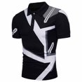 thumbnail image 1 of CEHVOM Men Short Sleeve Printing Turndown Pullover T Shirt Blouse Sale, 1 of 4