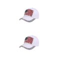 thumbnail image 4 of Decodeary Casquette de Baseball à la Mode Ajustable et Protégée du Soleil Chapeau Multicolore Blanc 2Set, 4 of 6