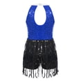 thumbnail image 4 of YONGHS Enfants Filles Paillettes Latin Jazz Robe de Danse à Franges Smoking Danse Moderne Justaucorps Combinaison Bleu 10, 4 of 7