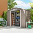 thumbnail image 2 of 7' x 4' Garden Storage Shed w/ Foundation Kit and Double Doors Light Brown, 2 of 10