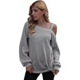 thumbnail image 2 of Femmes Mode Cou Manches Longues T-shirt en Vrac Sweat-Shirts S-XL, 2 of 6
